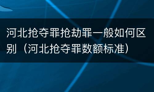 河北抢夺罪抢劫罪一般如何区别（河北抢夺罪数额标准）