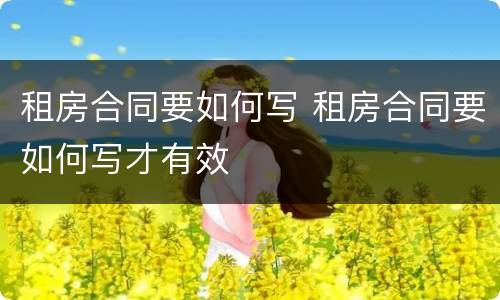 租房合同要如何写 租房合同要如何写才有效