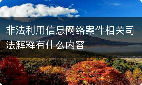 非法利用信息网络案件相关司法解释有什么内容