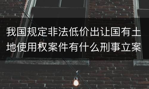 我国规定非法低价出让国有土地使用权案件有什么刑事立案追诉标准