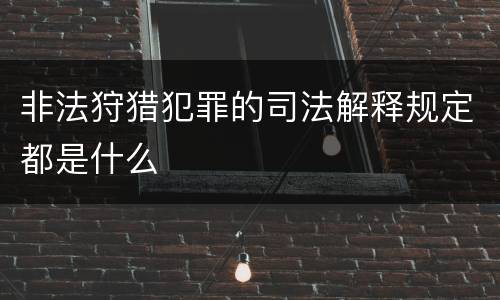 非法狩猎犯罪的司法解释规定都是什么