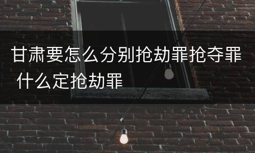 甘肃要怎么分别抢劫罪抢夺罪 什么定抢劫罪
