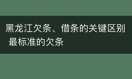 黑龙江欠条、借条的关键区别 最标准的欠条