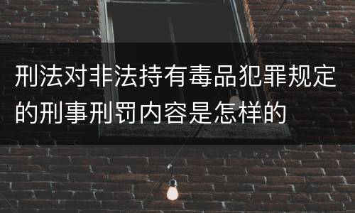 刑法对非法持有毒品犯罪规定的刑事刑罚内容是怎样的