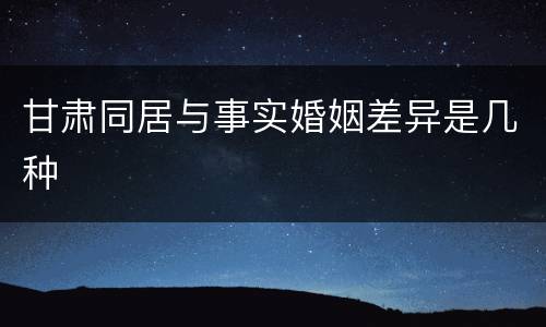甘肃同居与事实婚姻差异是几种