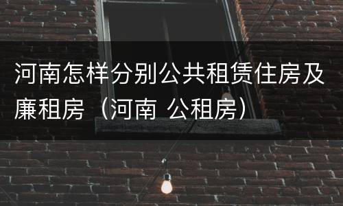 河南怎样分别公共租赁住房及廉租房（河南 公租房）