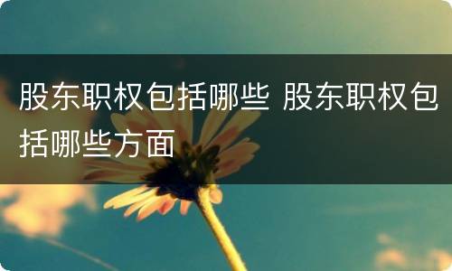 股东职权包括哪些 股东职权包括哪些方面