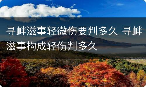寻衅滋事轻微伤要判多久 寻衅滋事构成轻伤判多久