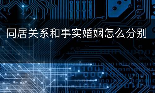 同居关系和事实婚姻怎么分别