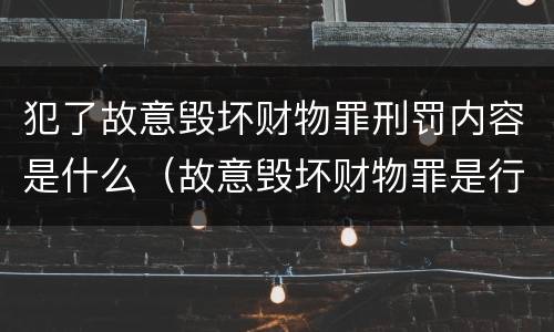 犯了故意毁坏财物罪刑罚内容是什么（故意毁坏财物罪是行为犯吗）