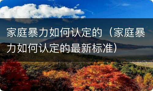 家庭暴力如何认定的（家庭暴力如何认定的最新标准）