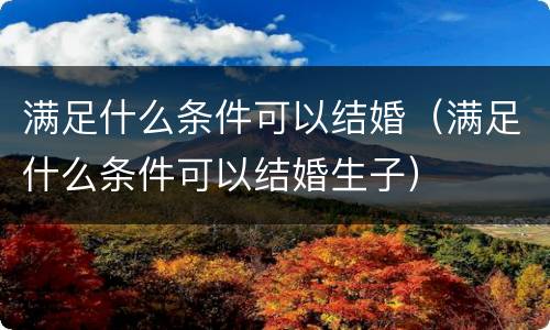 满足什么条件可以结婚（满足什么条件可以结婚生子）