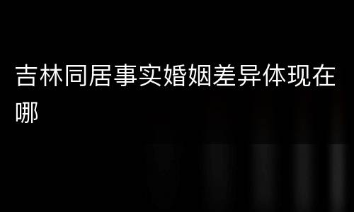 吉林同居事实婚姻差异体现在哪