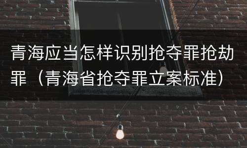 青海应当怎样识别抢夺罪抢劫罪（青海省抢夺罪立案标准）