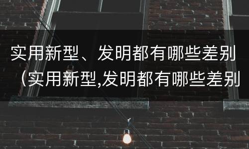 实用新型、发明都有哪些差别（实用新型,发明都有哪些差别呢）
