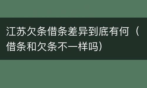 江苏欠条借条差异到底有何（借条和欠条不一样吗）