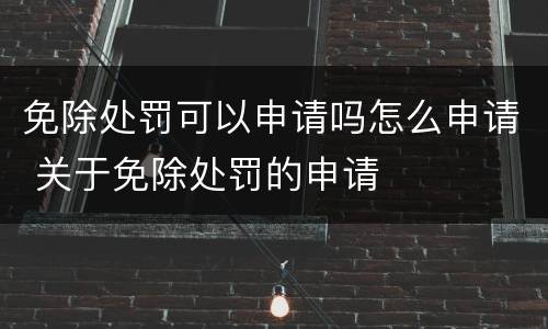免除处罚可以申请吗怎么申请 关于免除处罚的申请