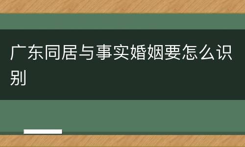 广东同居与事实婚姻要怎么识别