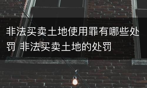 非法买卖土地使用罪有哪些处罚 非法买卖土地的处罚