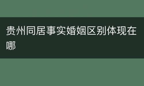 贵州同居事实婚姻区别体现在哪