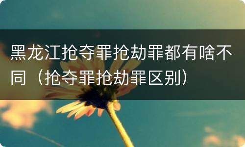 黑龙江抢夺罪抢劫罪都有啥不同（抢夺罪抢劫罪区别）