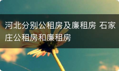河北分别公租房及廉租房 石家庄公租房和廉租房