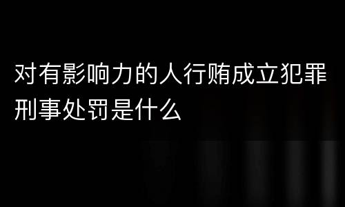 对有影响力的人行贿成立犯罪刑事处罚是什么