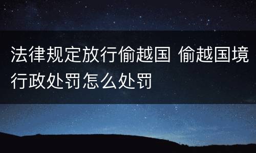 法律规定放行偷越国 偷越国境行政处罚怎么处罚