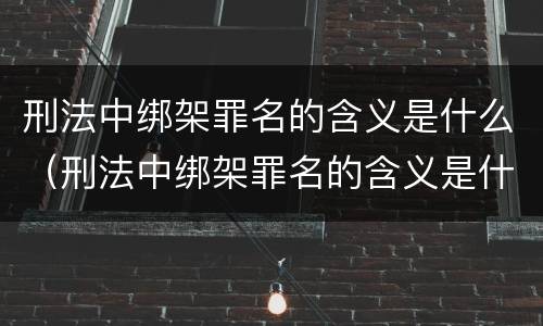 刑法中绑架罪名的含义是什么（刑法中绑架罪名的含义是什么意思）