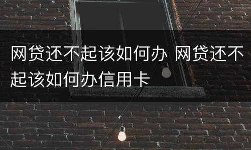 网贷还不起该如何办 网贷还不起该如何办信用卡