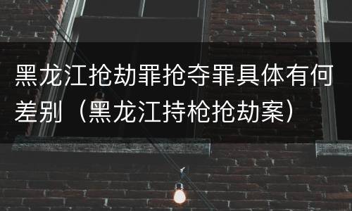 黑龙江抢劫罪抢夺罪具体有何差别（黑龙江持枪抢劫案）