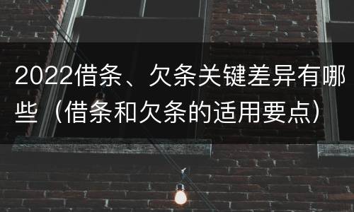 2022借条、欠条关键差异有哪些（借条和欠条的适用要点）