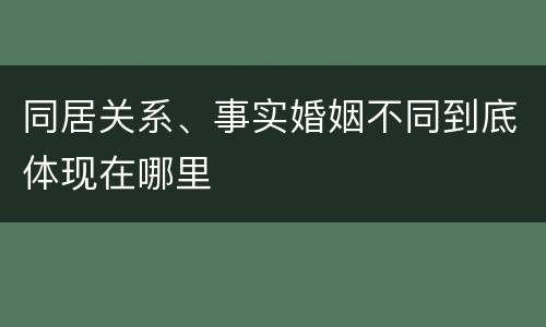 同居关系、事实婚姻不同到底体现在哪里