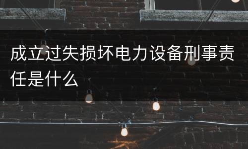 成立过失损坏电力设备刑事责任是什么