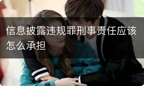 信息披露违规罪刑事责任应该怎么承担