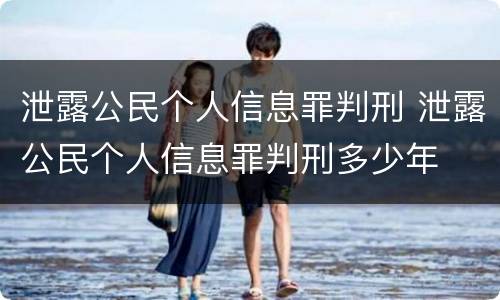 泄露公民个人信息罪判刑 泄露公民个人信息罪判刑多少年