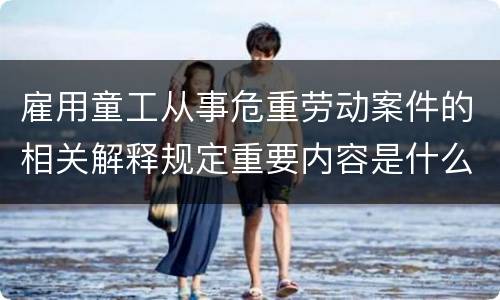 雇用童工从事危重劳动案件的相关解释规定重要内容是什么