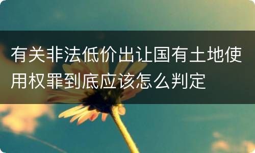 有关非法低价出让国有土地使用权罪到底应该怎么判定