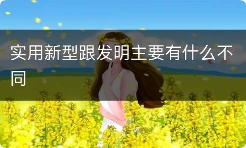 实用新型跟发明主要有什么不同