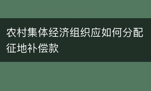 农村集体经济组织应如何分配征地补偿款