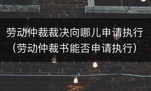 劳动仲裁裁决向哪儿申请执行(劳动仲裁书能否申请执行)