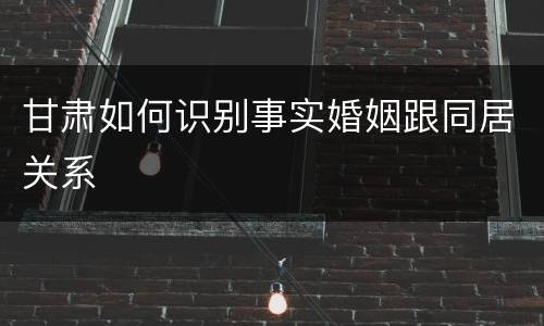 甘肃如何识别事实婚姻跟同居关系
