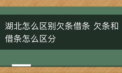 湖北怎么区别欠条借条 欠条和借条怎么区分
