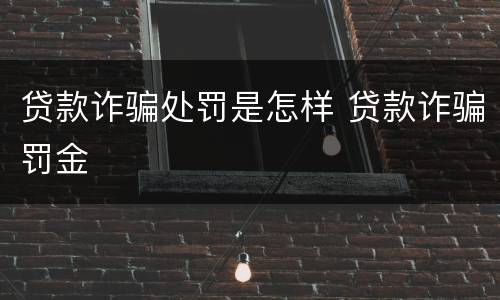 贷款诈骗处罚是怎样 贷款诈骗罚金
