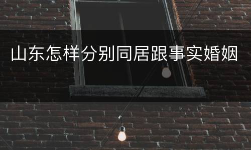 山东怎样分别同居跟事实婚姻