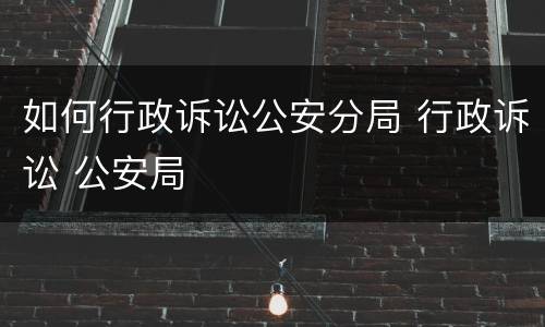 如何行政诉讼公安分局 行政诉讼 公安局