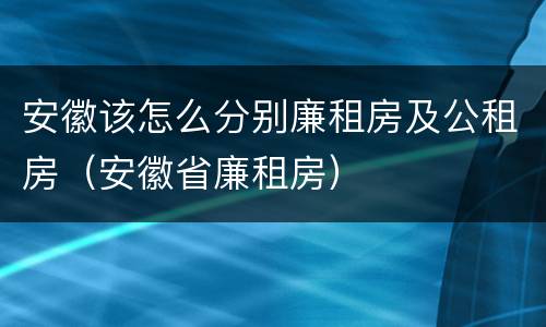 安徽该怎么分别廉租房及公租房（安徽省廉租房）