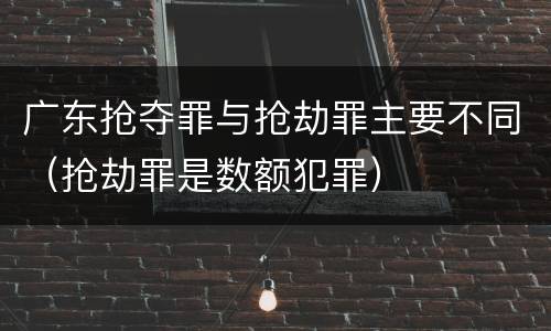 广东抢夺罪与抢劫罪主要不同（抢劫罪是数额犯罪）