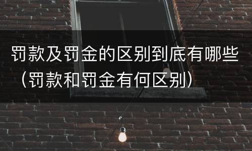 罚款及罚金的区别到底有哪些（罚款和罚金有何区别）