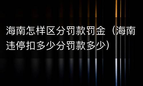 海南怎样区分罚款罚金（海南违停扣多少分罚款多少）